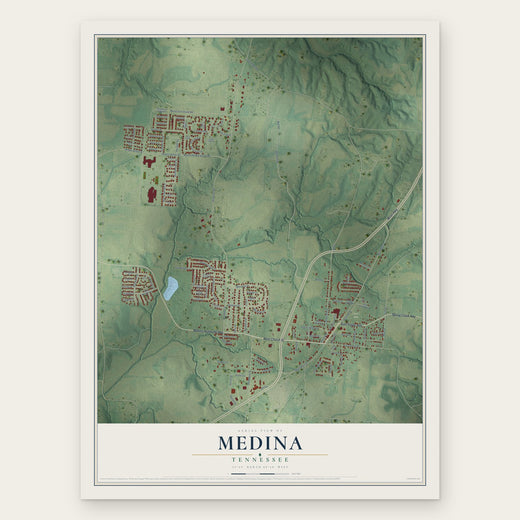 Medina, Tennessee map print, the full design