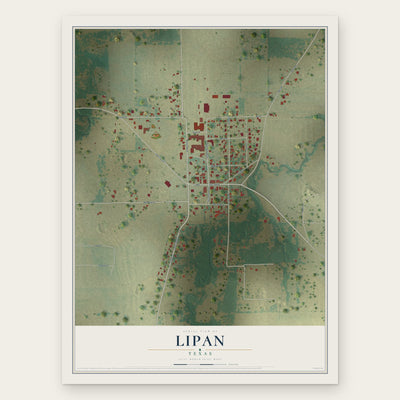 Lipan, Texas map print, the full design