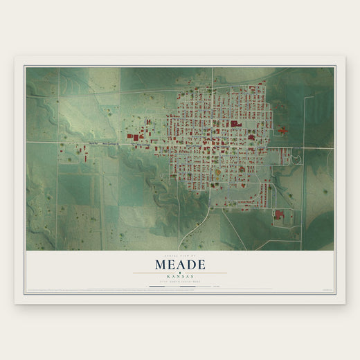 Meade, Kansas map print, the full design