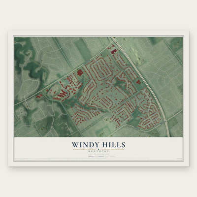 Windy Hills, Kentucky map print, the full design
