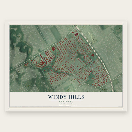 Windy Hills, Kentucky map print, the full design