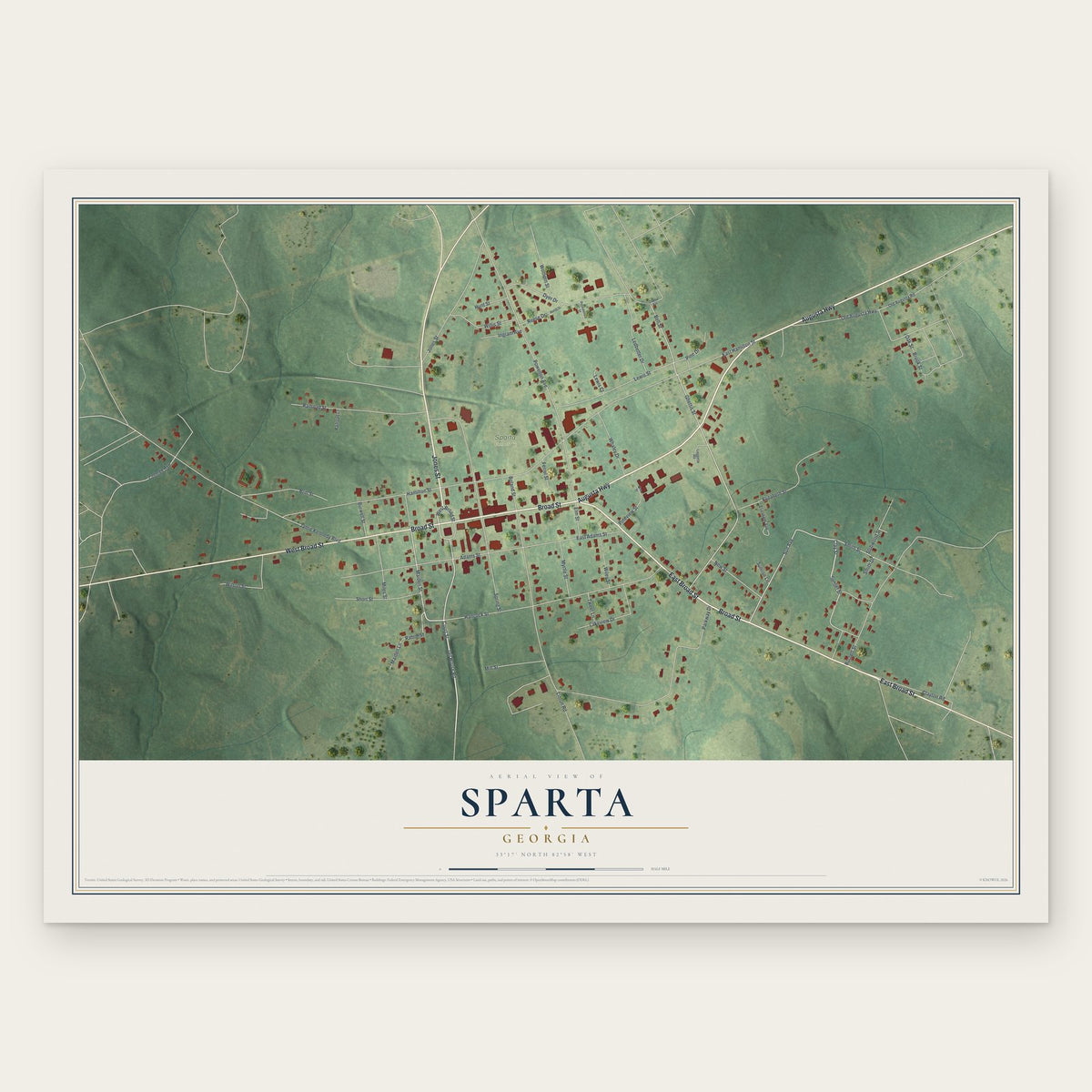 Sparta, Georgia map print, the full design