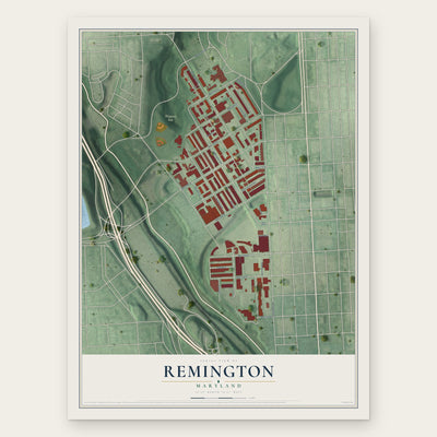 Remington, Maryland map print, the full design
