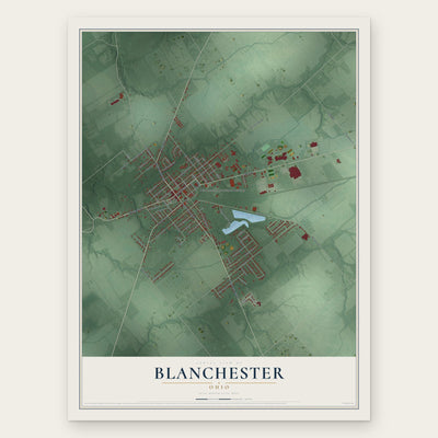 Blanchester, Ohio map print, the full design
