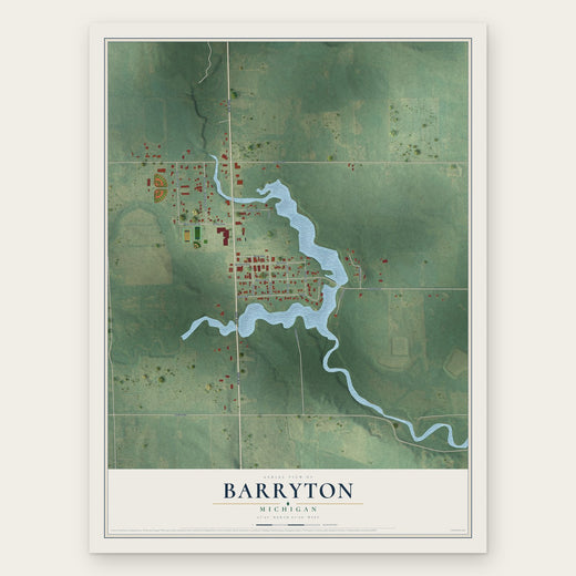 Barryton, Michigan map print, the full design
