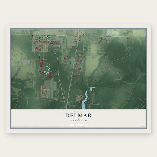 Delmar, Maryland map print, the full design