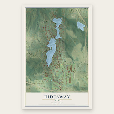 Hideaway, Texas map print, the full design