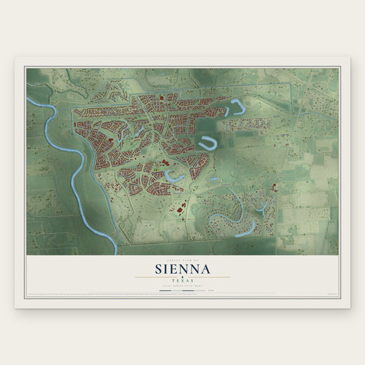 Sienna, Texas map print, the full design
