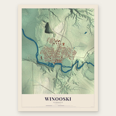 Winooski, Vermont map print, the full design