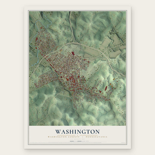 Washington, Washington County, Pennsylvania map print, the full design