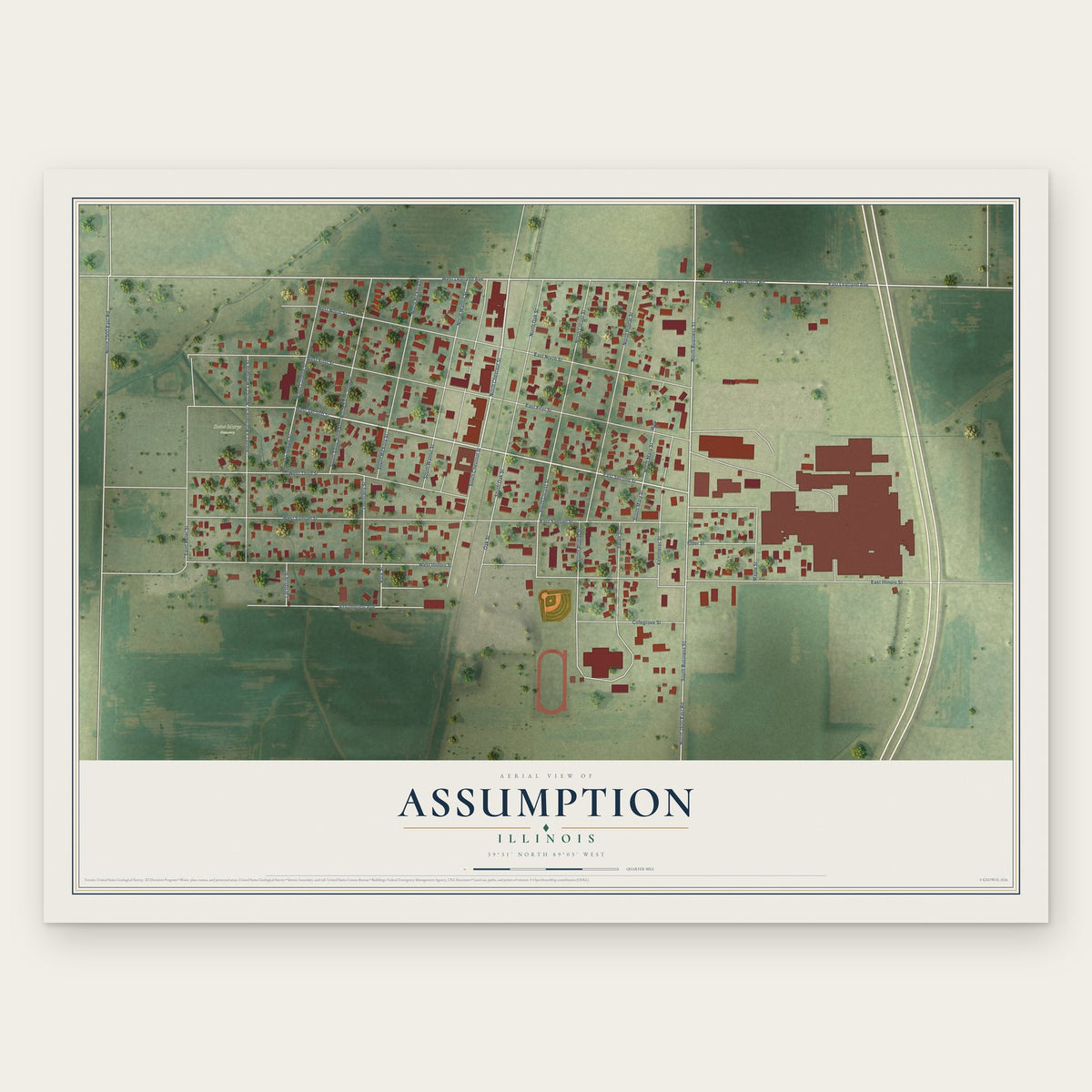 Assumption, Illinois map print, the full design