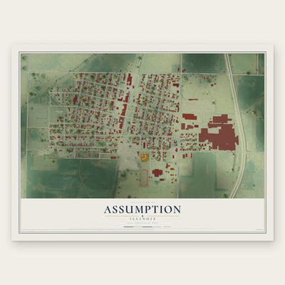 Assumption, Illinois map print, the full design