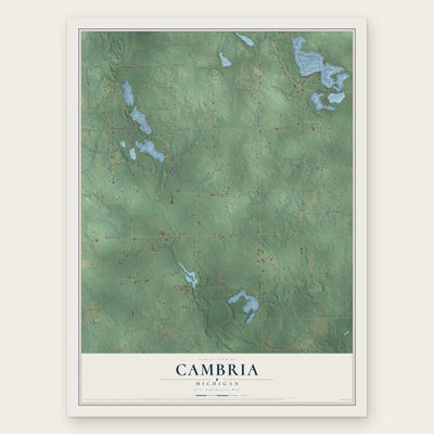 Cambria, Michigan map print, the full design