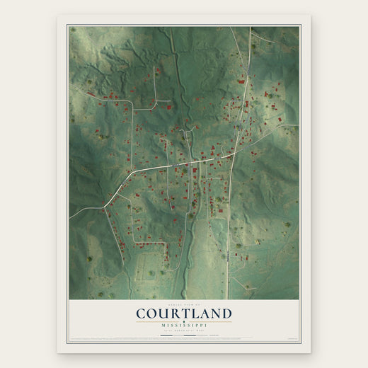 Courtland, Mississippi map print, the full design