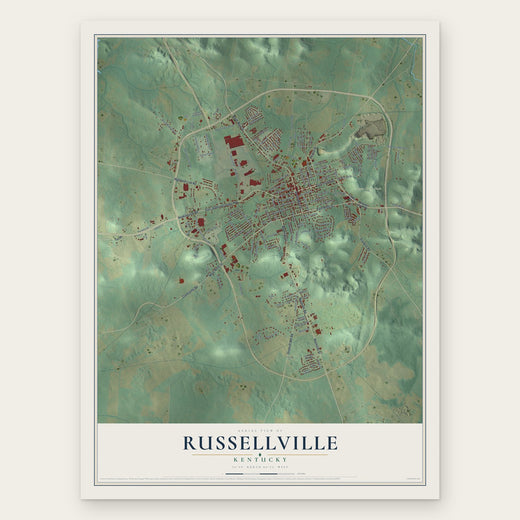 Russellville, Kentucky map print, the full design