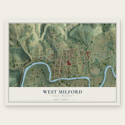 West Milford, West Virginia map print, the full design
