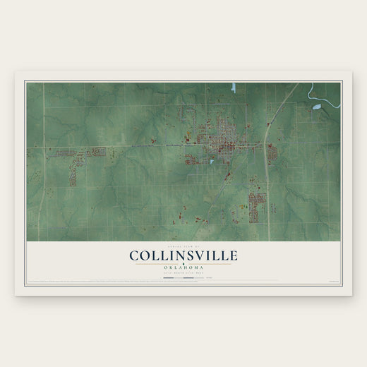 Collinsville, Oklahoma map print, the full design