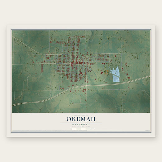 Okemah, Oklahoma map print, the full design