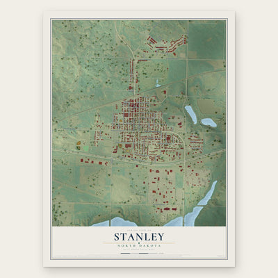 Stanley, North Dakota map print, the full design
