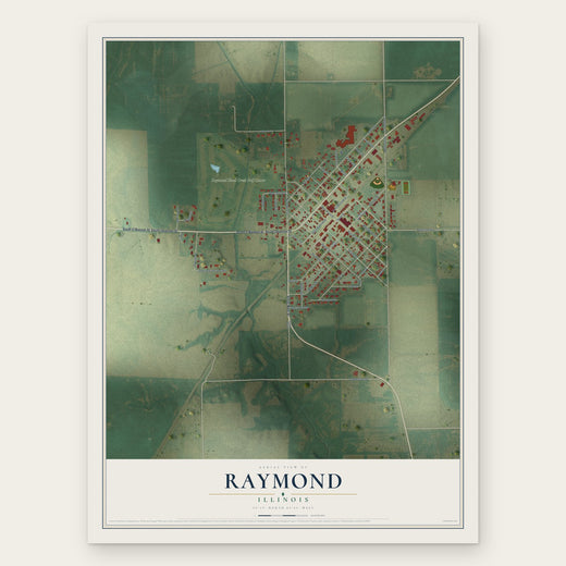 Raymond, Illinois map print, the full design