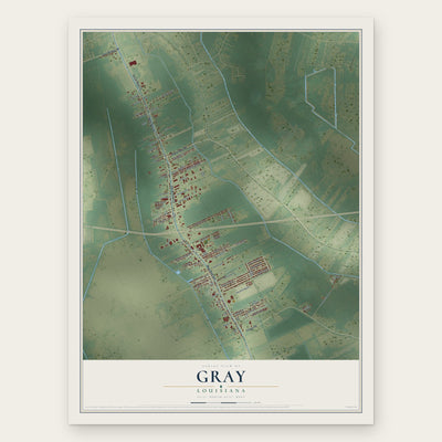 Gray, Louisiana map print, the full design