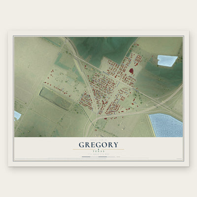Gregory, Texas map print, the full design