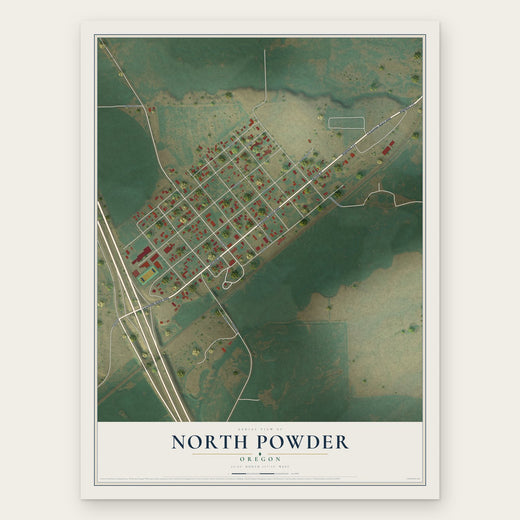 North Powder, Oregon map print, the full design