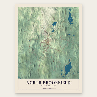 North Brookfield, Massachusetts map print, the full design