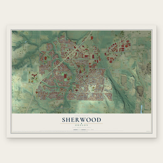 Sherwood, Oregon map print, the full design