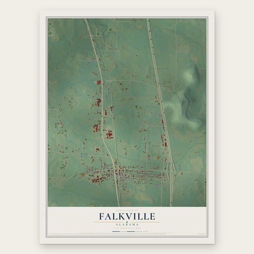 Falkville, Alabama map print, the full design