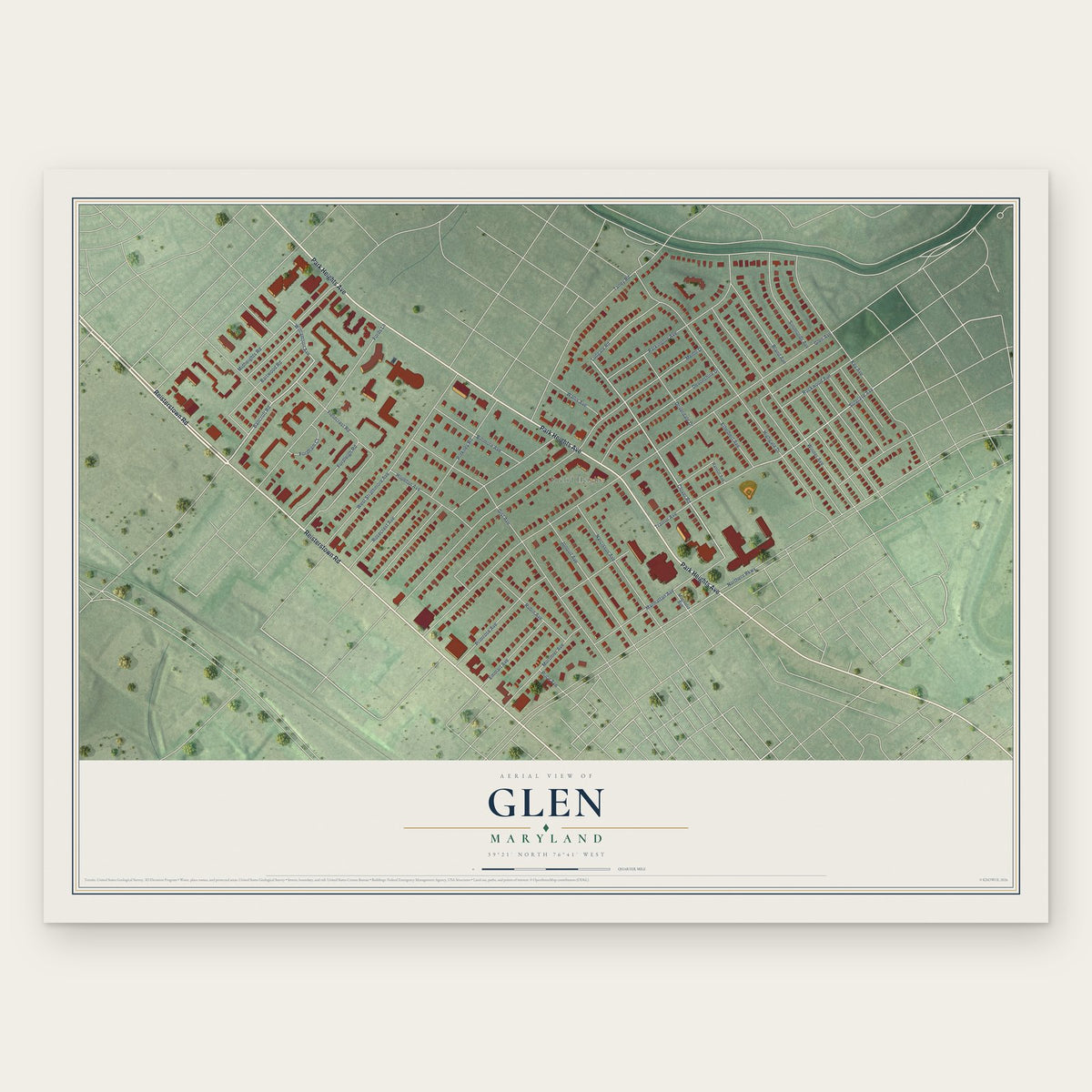 Glen, Maryland map print, the full design