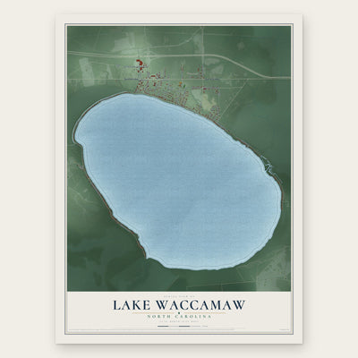 Lake Waccamaw, North Carolina map print, the full design