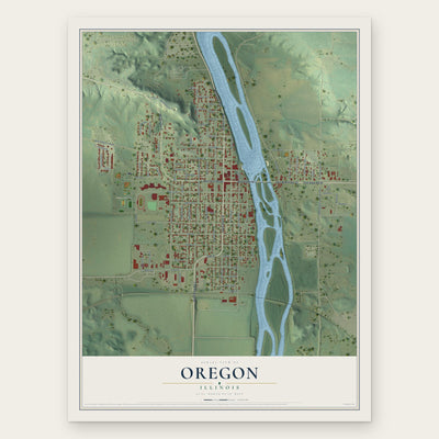 Oregon, Illinois map print, the full design