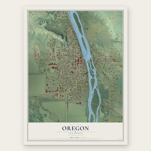 Oregon, Illinois map print, the full design
