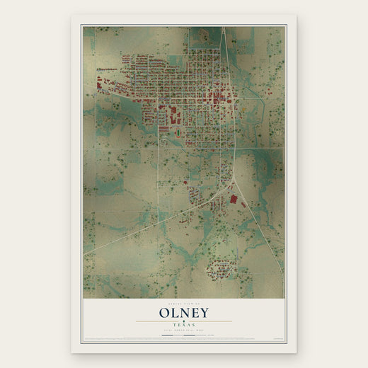 Olney, Texas map print, the full design