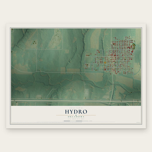 Hydro, Oklahoma map print, the full design