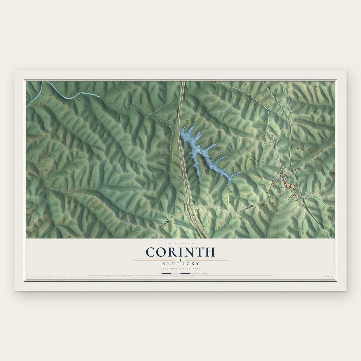 Corinth, Kentucky map print, the full design