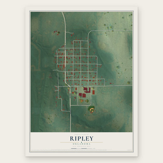 Ripley, Oklahoma map print, the full design