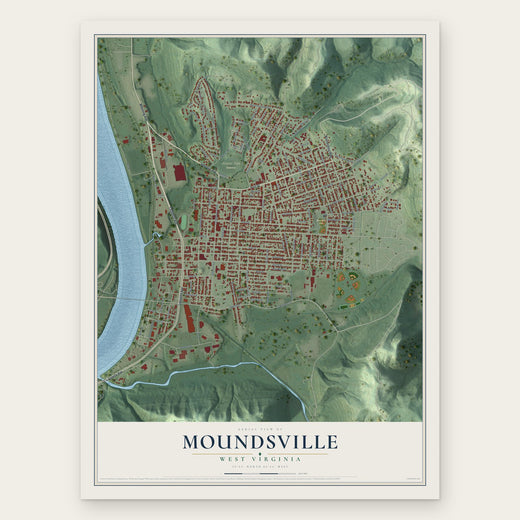 Moundsville, West Virginia map print, the full design