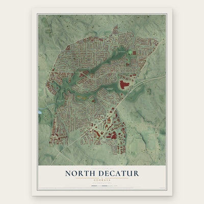 North Decatur, Georgia map print, the full design