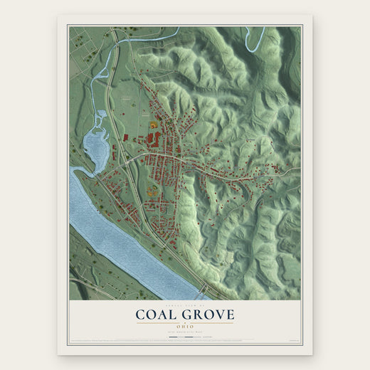 Coal Grove, Ohio map print, the full design