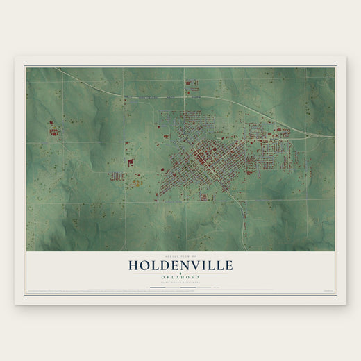Holdenville, Oklahoma map print, the full design
