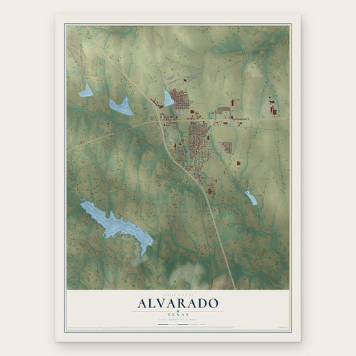 Alvarado, Texas map print, the full design