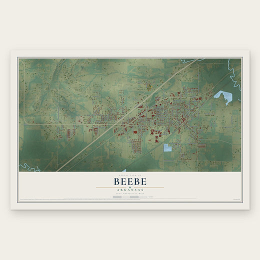 Beebe, Arkansas map print, the full design