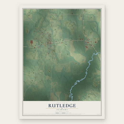 Rutledge, Alabama map print, the full design