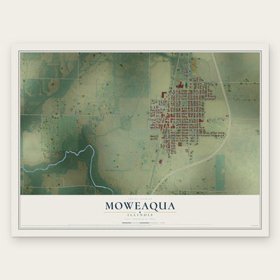 Moweaqua, Illinois map print, the full design
