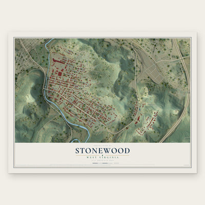 Stonewood, West Virginia map print, the full design