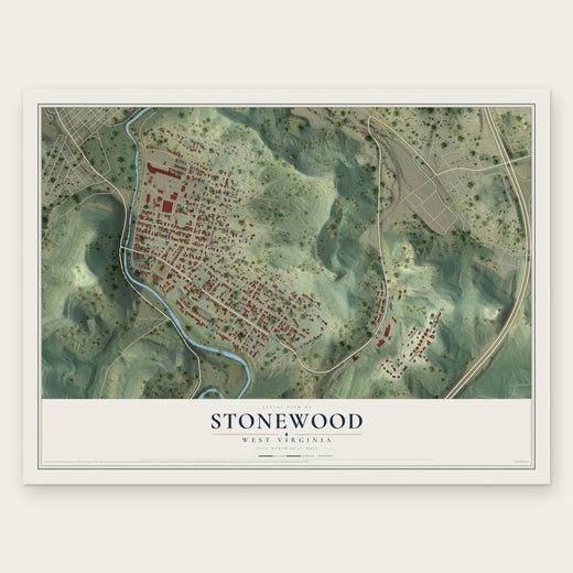 Stonewood, West Virginia map print, the full design