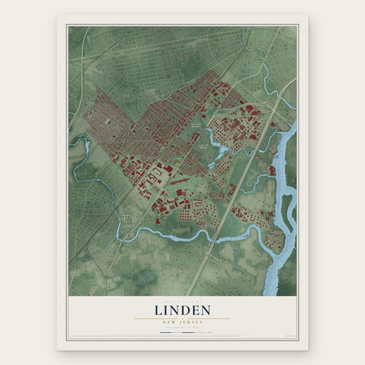 Linden, New Jersey map print, the full design