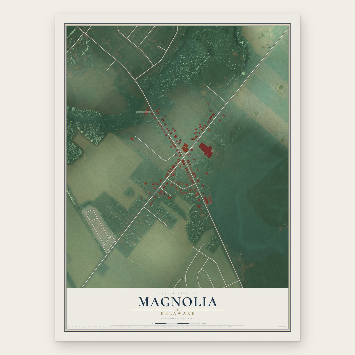 Magnolia, Delaware map print, the full design